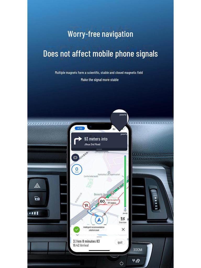 MagSafe Magnetic Car Phone Holder with 360° Rotation for Dashboard and Air Vent Navigation