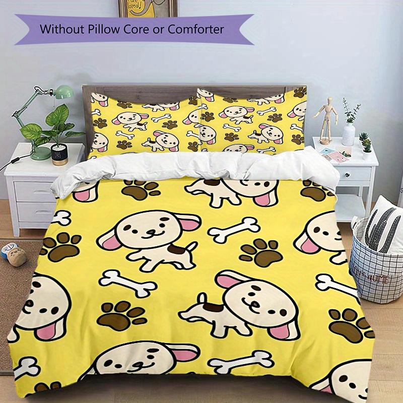 3pcs set Dogs Bones 1 Quilt Cover + 2 Pillowcases, All Seasons Bedroom Setting, Perfect for Home and Dorm Decor a146
