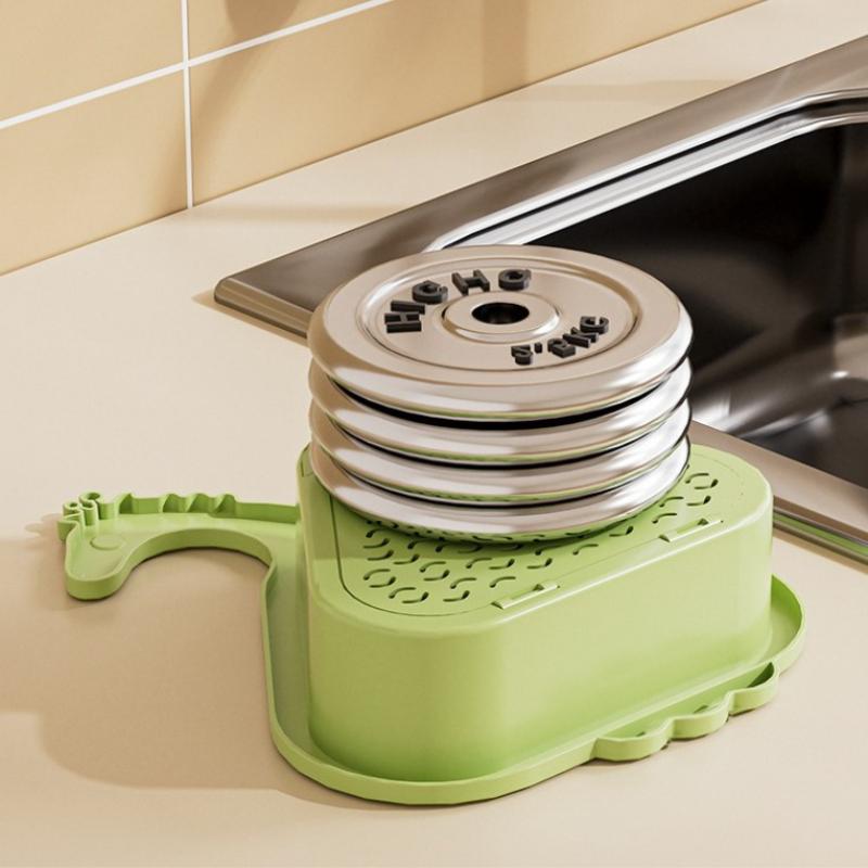 1 Click Open Triangle Sink Basket Strainer Drain Rack Wall Mounted Organizer for Kitchen Dishwashing Vegetables No Drill Storage