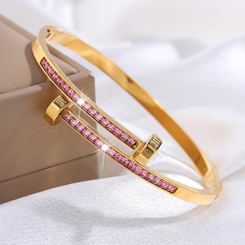 Starry Sky Silver Titanium Steel Bracelet for Women - High-End, Versatile, Full Diamond, Non-Fading Fashion Accessory
