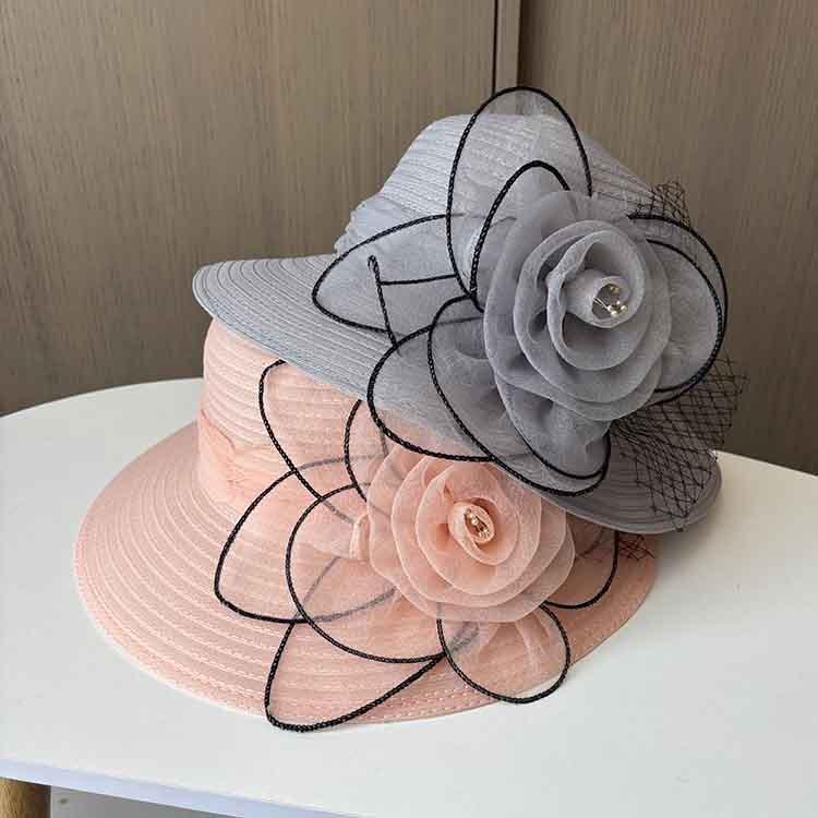 European and American Sunscreen Sun Hat Women's Retro Flower Big Edge Top Hat Summer UV Protection Beach Sunshade Bucket Hat