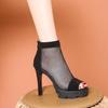 Fashion mesh hollow fish mouth sandals women's stiletto high heel non-slip cool boots