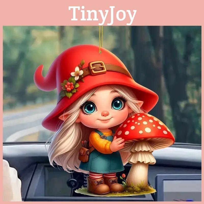 Little Car Acrylic Red Riding Mushroom Girl Keychain Pendant Interior Vehicle
