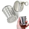 75 ml/150 ml/250 ml Ceașă pliabilă telescopică portabilă din oțel inoxidabil, cu cheie de transportat cu ușurință, ceașcă de cafea, set de băuturi pentru drumeții în aer liber