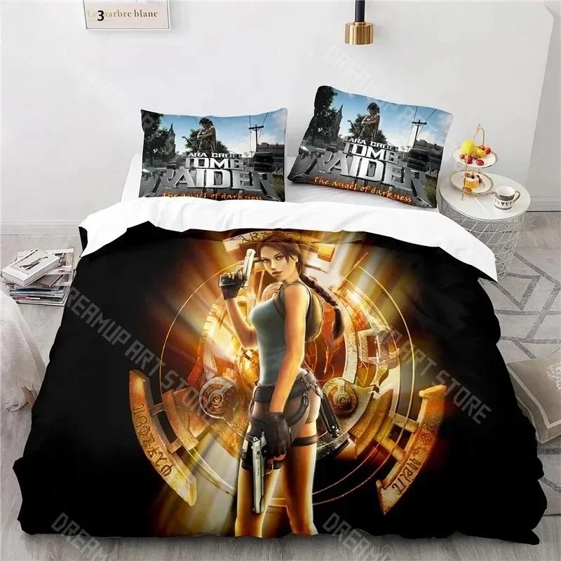 Home Textile Tomb Raider Games Pattern 3d Duvet Cover Sets Pillowcase Kids Bed Linen Queen King Comforter Cartoon Bedding S