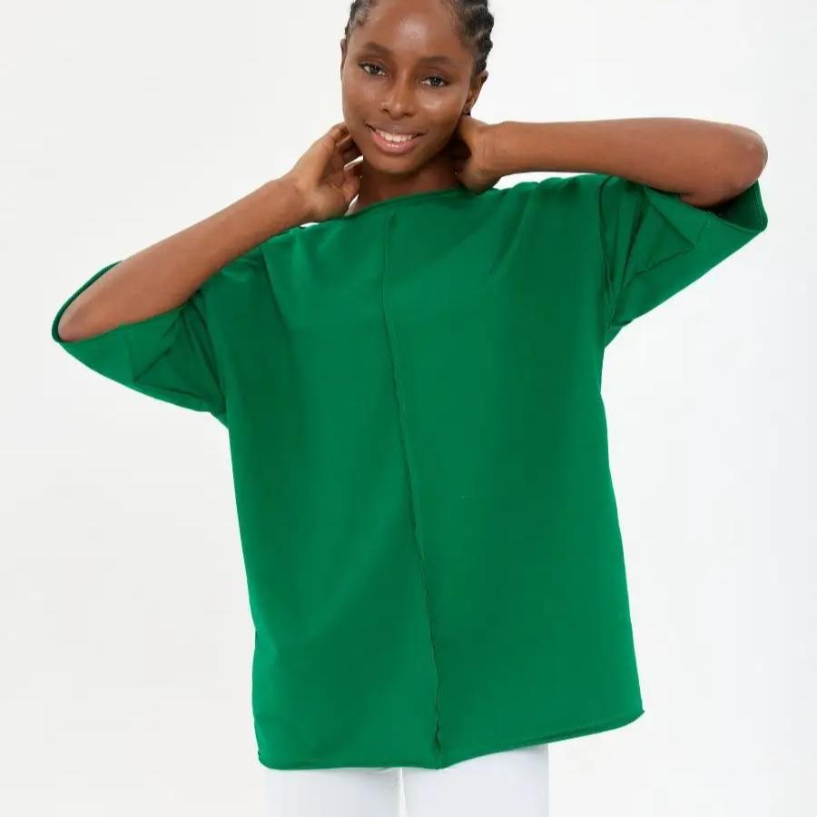 

Женские футболки свободного покроя с коротким рукавом, базовая футболка с круглым вырезом, летняя дышащая свободная посадка, повседневные однотонные хлопковые пуловеры для женщин S/M