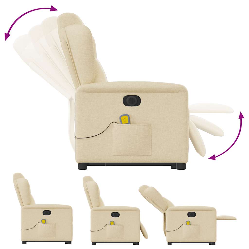 Electric Massage Recliner with Rising Function Cream Fabric