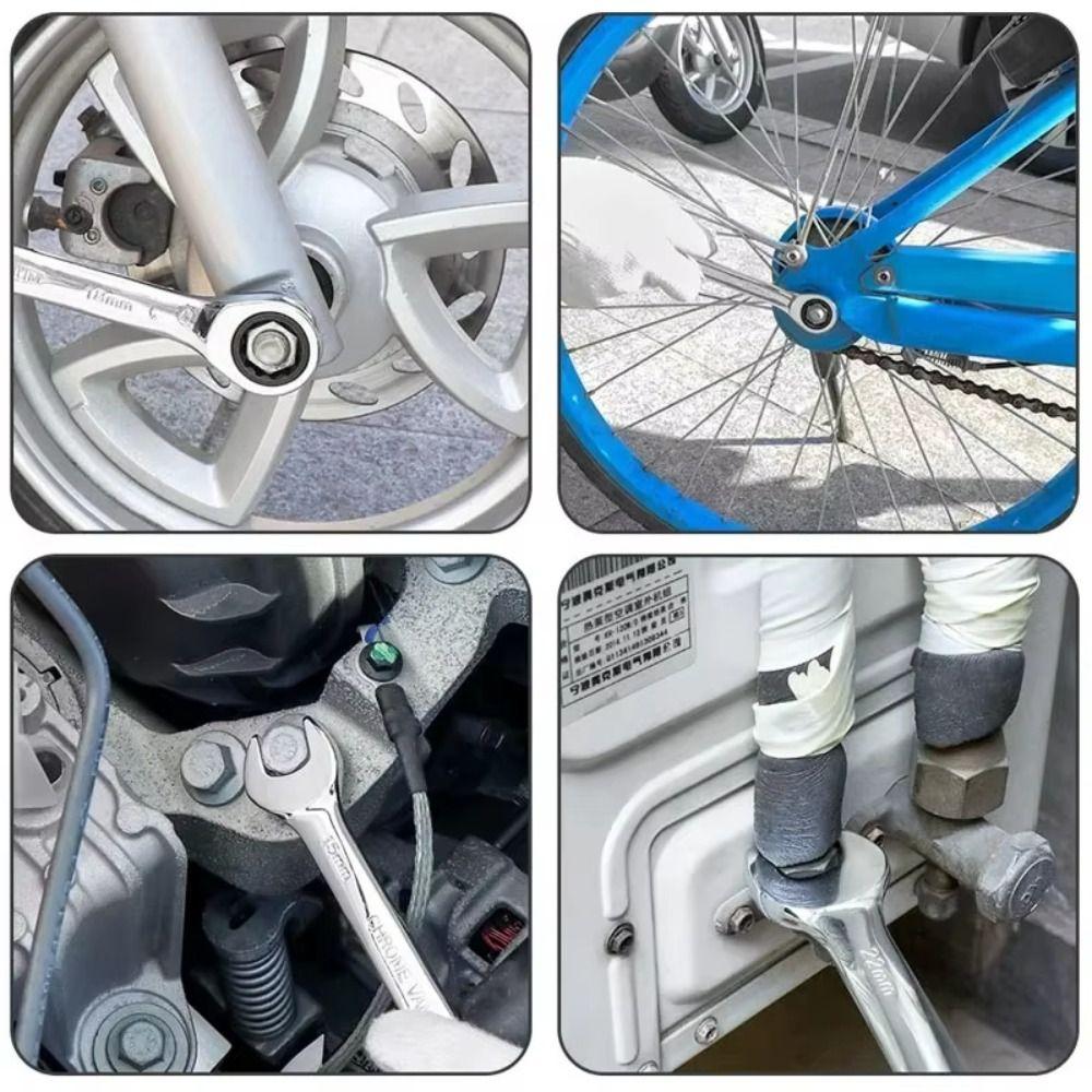 8mm-17mm Stubby Ratcheting Combination Wrench CR-V Steel Ratcheting Spanner  Auto Repair