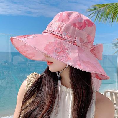 Women Summer Mesh Breathable And Foldable Fisherman Hat Outdoor Large Brim Sun Protection Hat Outdoor Beach Travel Cap