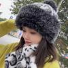 Kunstfell Schal & Mützen Set Verdickt Warm Plüsch Schal Niedliche Panama Kappe Winter