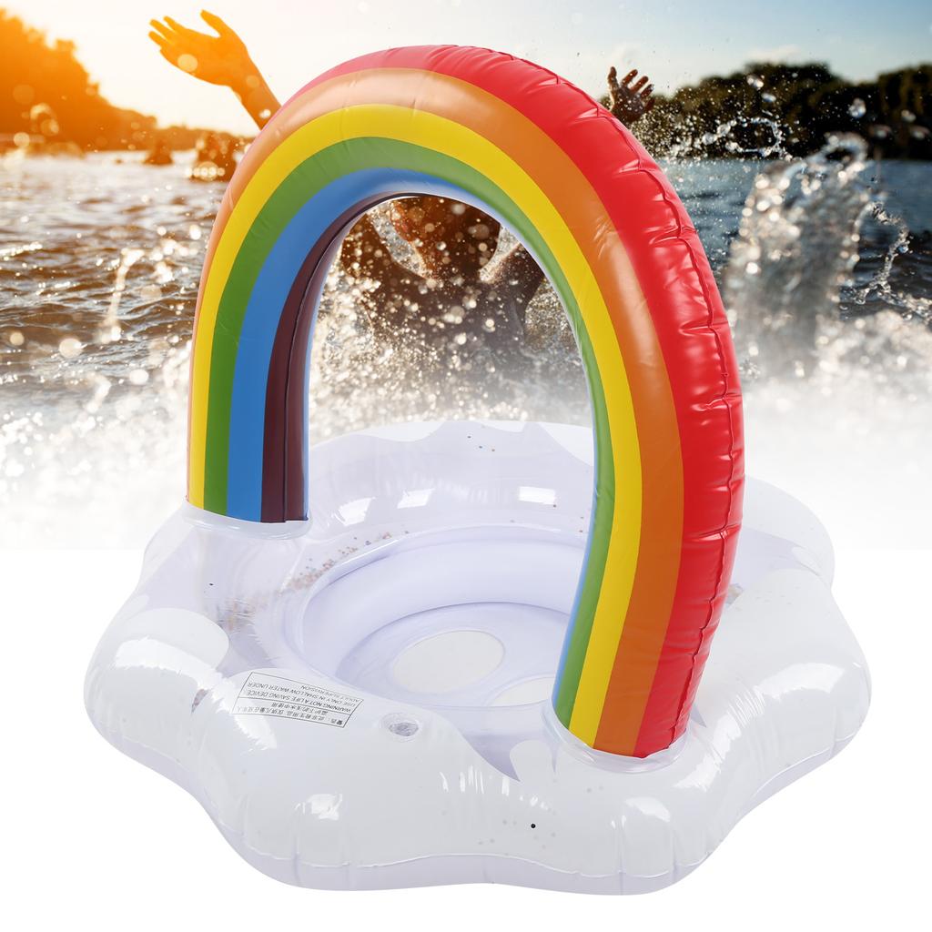 Baby Swimming Float Rainbow Inflatable Children Swimming Ring with Safety Float Seat