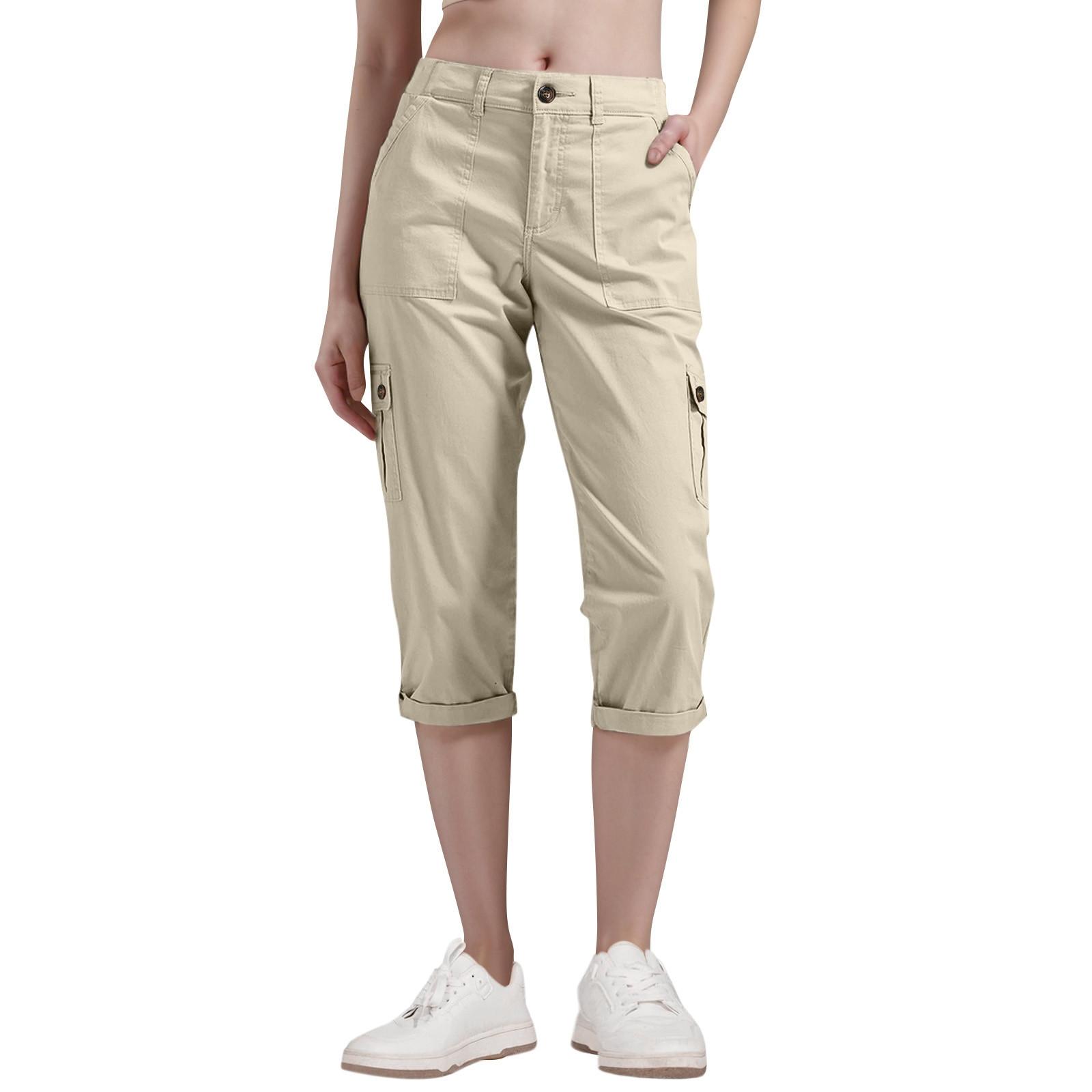 

Женские капри-карго с 6 карманами, легкие быстросохнущие повседневные удобные летние брюки для путешествий на открытом воздухе S хаки