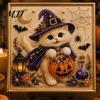 Interactive Crafts for Kids And Parents Halloween Witch Hat Cat DIY 3D Pearl Painting Kit with Frame, Hand-Pasted Art Craft Adults, Relaxing