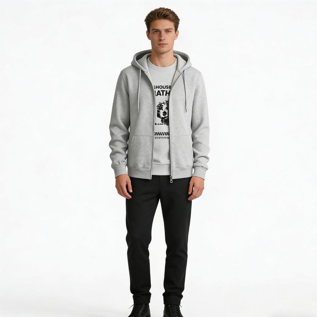 Men's Spring/Autumn Basic Solid Color Zip-Up Hoodie! Heavyweight Cotton Drawstring Kangaroo Pocket Loose-Fit Jacket, Multi-Color Versatile Top