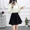 Women's High-Waisted Pleated A-Line Skirt – College Style Black Short Skirt for Spring & Autumn