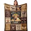Highland Cow Sunflower Patchwork Flannel Blanket Just A Girl Who Loves Highland Cows Quote Print Blanket Sofa Bedroom Farm Animal Home Decor Gift