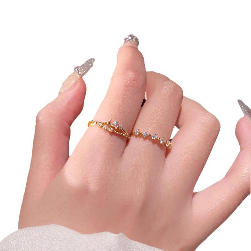Exquisite Niche Design Stackable Zircon Ring for Women: Versatile, Slimming, Whitening Open Index Finger Ring 2025 Edition