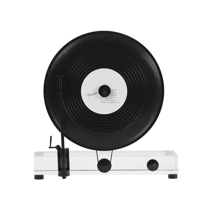Modello Fonografo Retro Verticale Lusso Moderno Disco in Vinile Nero Ornamenti Creativi in Cristallo Decorazione Scrivania Studio Oggetti di Scena per Foto Nuovo
