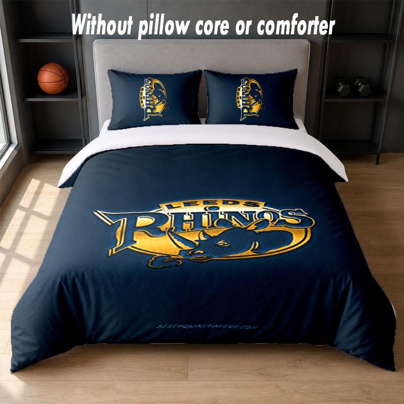Leeds Rhinos Design Set Biancheria da Letto 1 Copripiumino + 2 Federe Morbido Traspirante Biancheria da Letto per la Casa