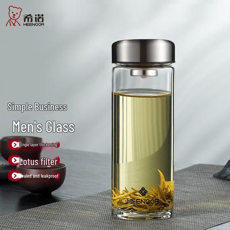 Heenoor Men s Portable Borosilicate Glass Tea Infuser Mug