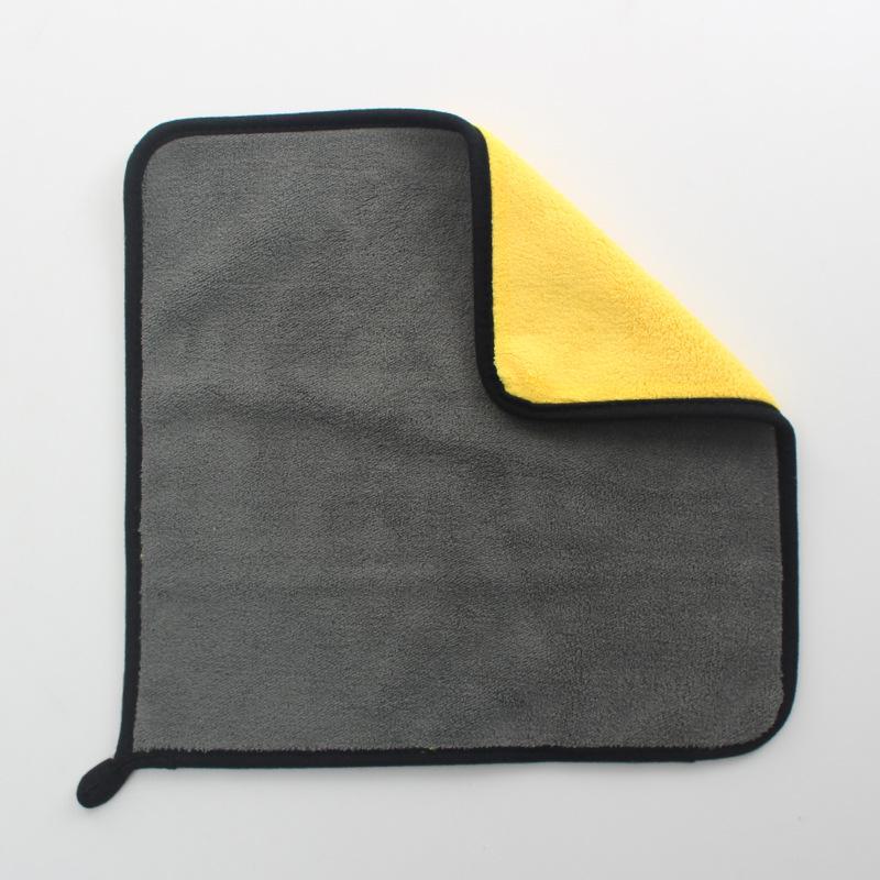 

Плотное двухстороннее полотенце для мытья автомобиля из кораллового флиса - впитывающая влагу, двухцветная тряпка для уборки 500g AB noodles; 30*30cm