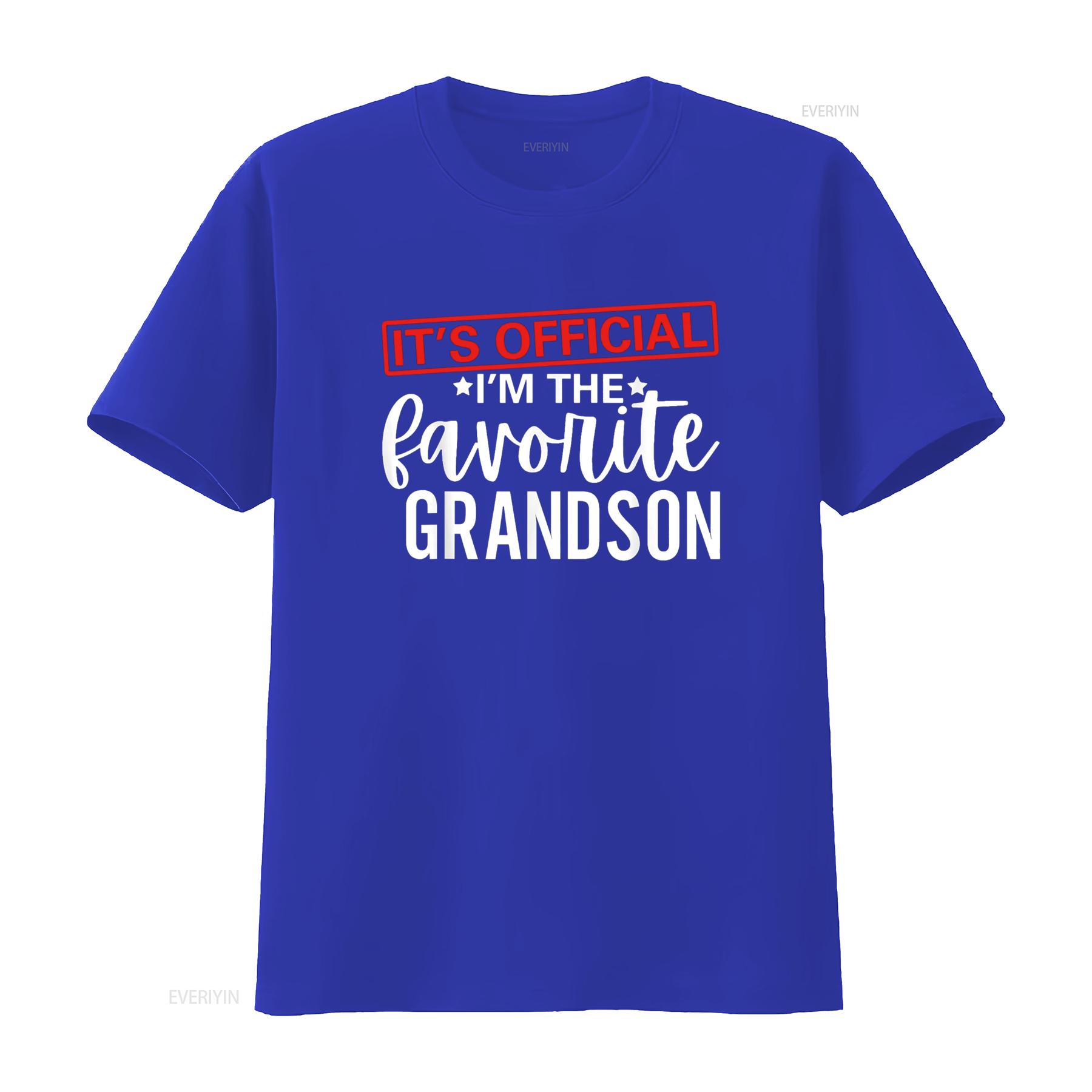 

It s Official I m The Favorite Grandson Kids s Grandpa T Shirt vintage Washed Stretched Top For Everyday Wear Casual graphic S