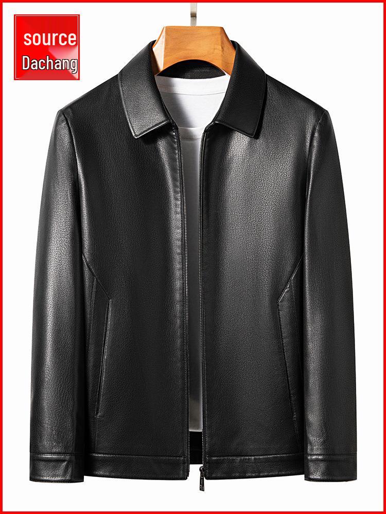 Yinuoboni High-end Men's Eco-Leather Lapel Jacket, Various Thickness Options - Style 2335