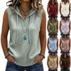 Damen ärmellose Strickweste mit Kapuze, halber Knopf und, Farbe lockere Passform Layering Tanktop