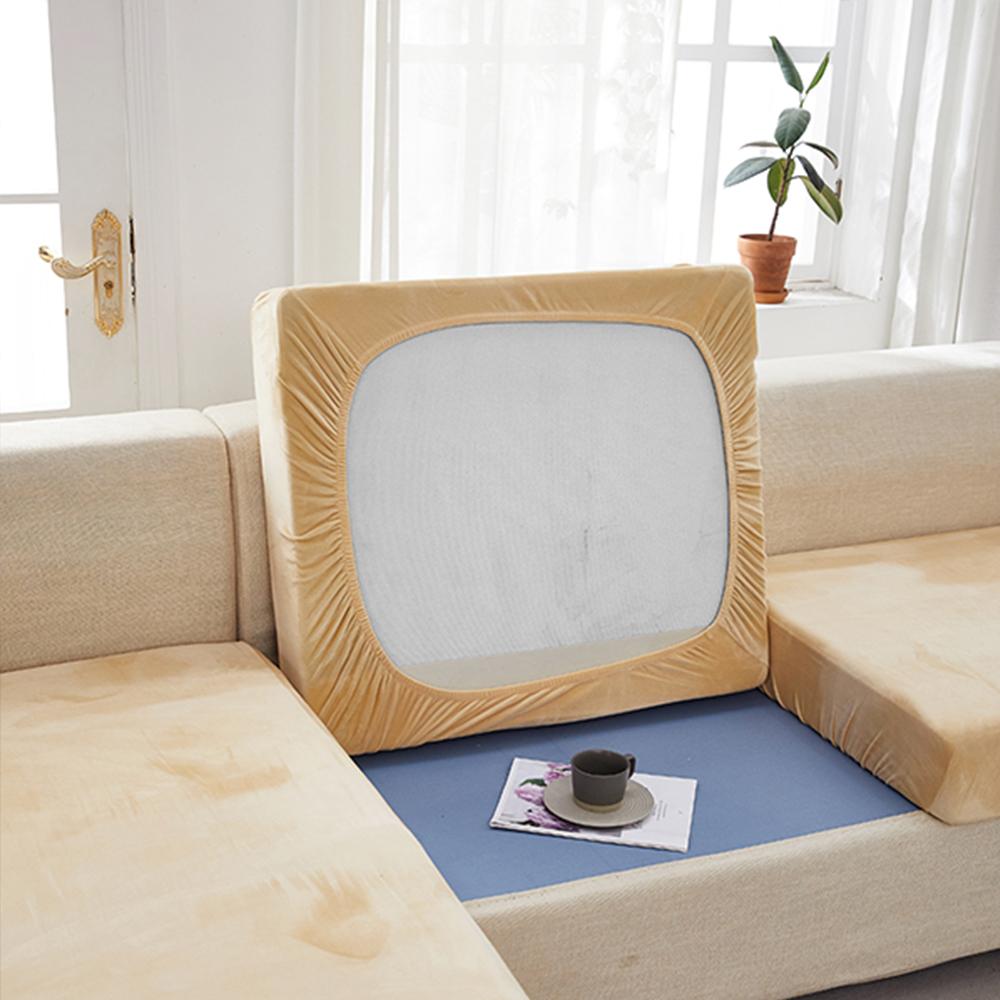 Capa de sofá de veludo para sala de estar grossa cor sólida capa de almofada de sofá sala de jantar capa elástica com tudo incluído