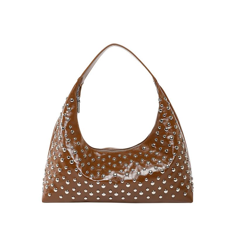 Fashion Style Rivet Bag For Women Summer Large Capacity Pu Material Daily Use