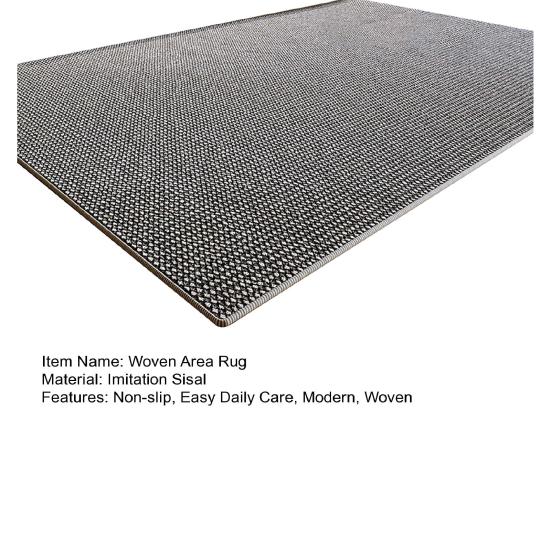 Woven Area Rug Non-Slip Faux Sisal Mat Rustic Boho Farmhouse Braided Rug