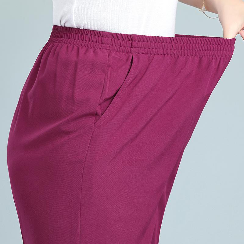 Women's Summer Thin Straight Pants Solid Color Black Trousers Summer High Waist Pants