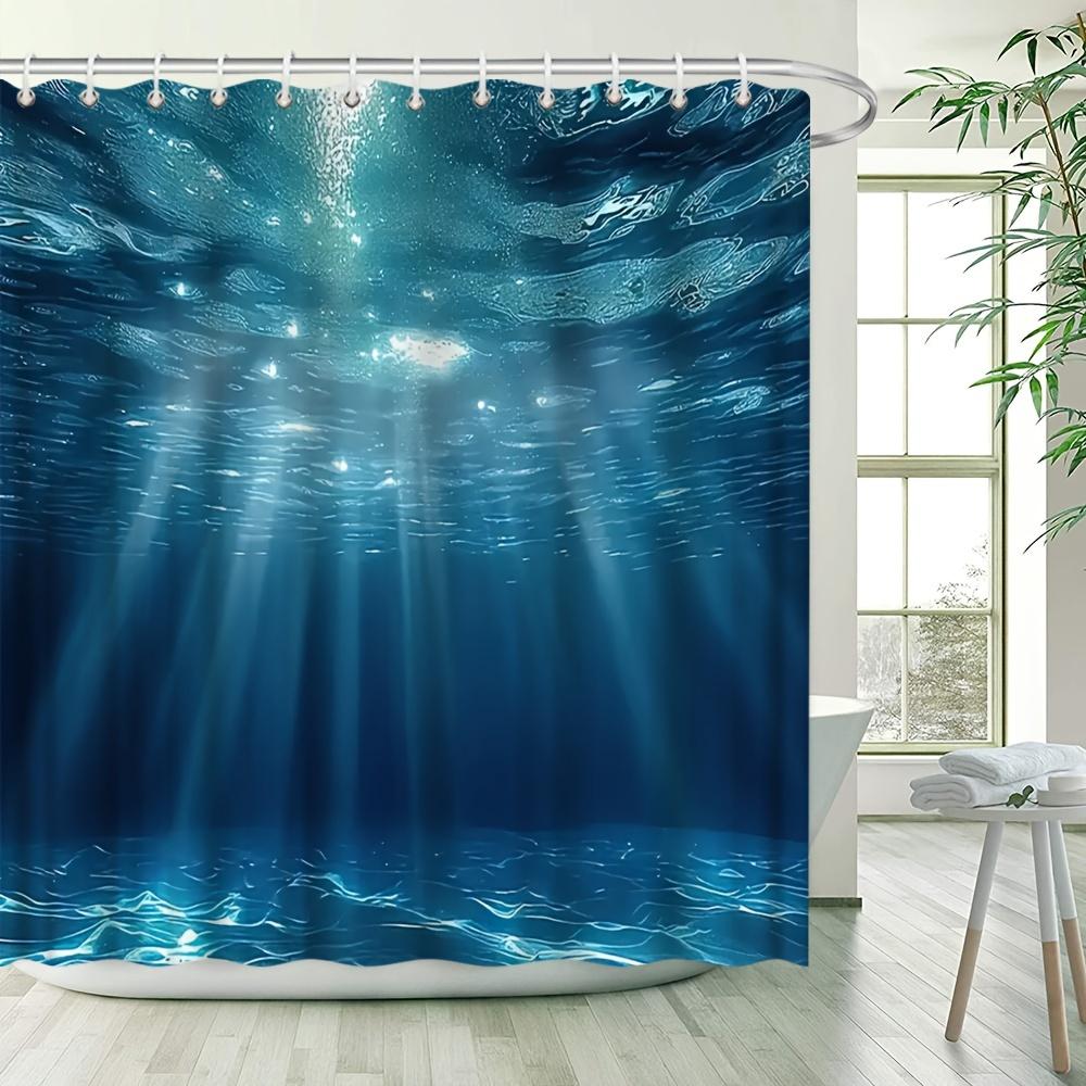 Ocean World Shower Curtain - Super Real Photography, Casual Simple Design, Polyester, Home Bathroom Decor, With Hooks