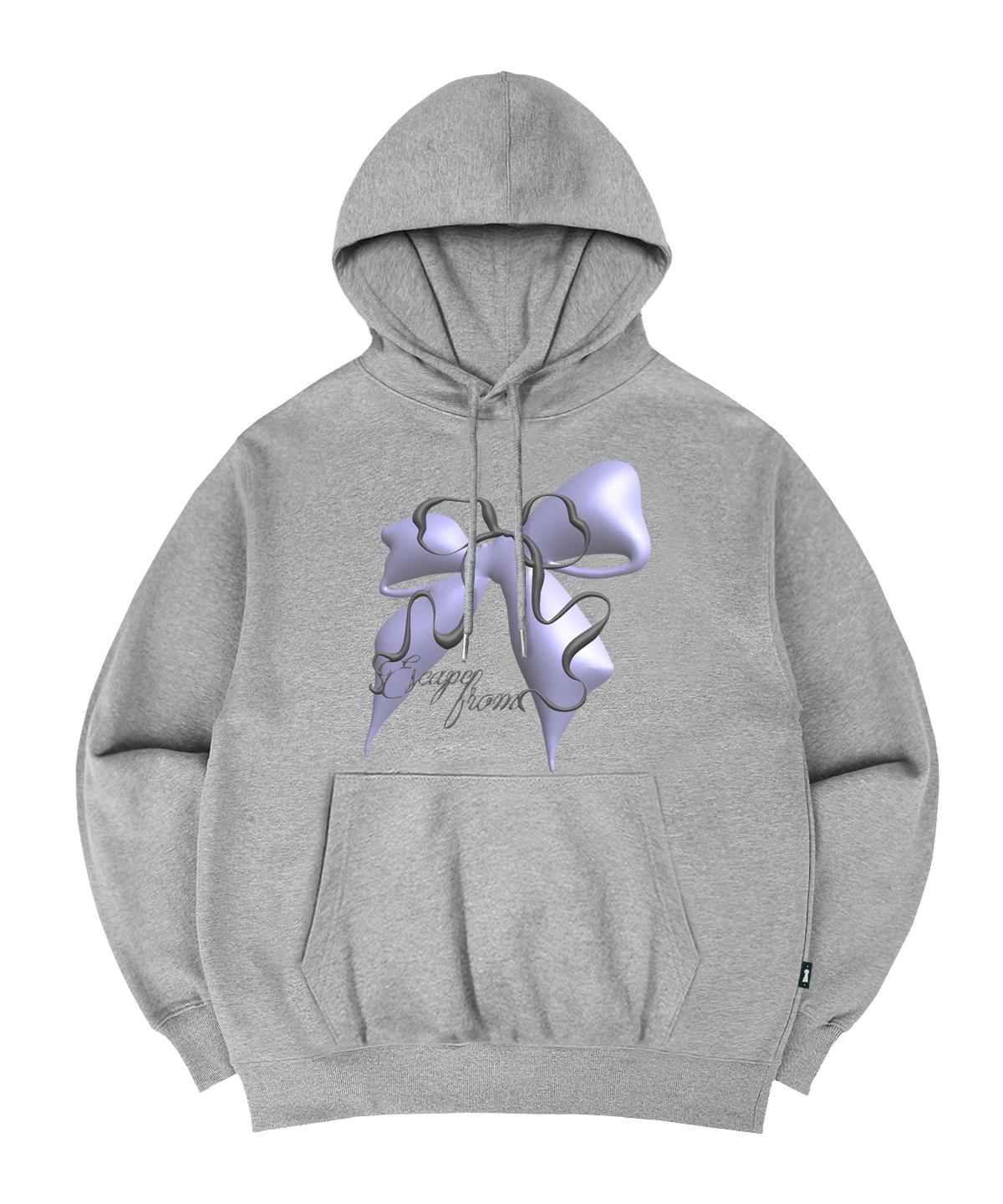 Escape From Purple 3D Layered Ribbon Print Hoodie Gray M