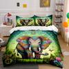 Colorful Elephant Art Decor Set Bedding Set With 1 Duvet Cover 2 Pillowcases Single Double King Queen, Gift
