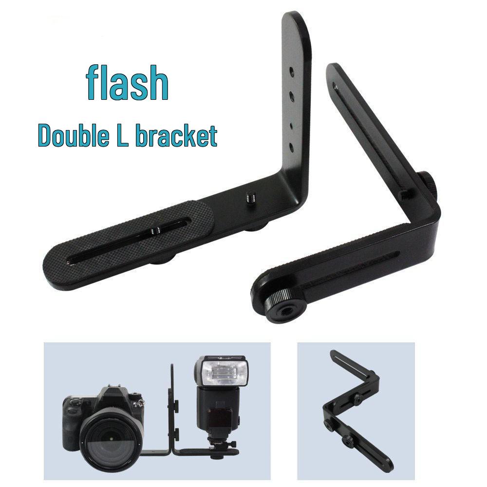 L-Shaped Camera Flash Microphone Bracket with Handheld Chuck and Softbox Fill Light