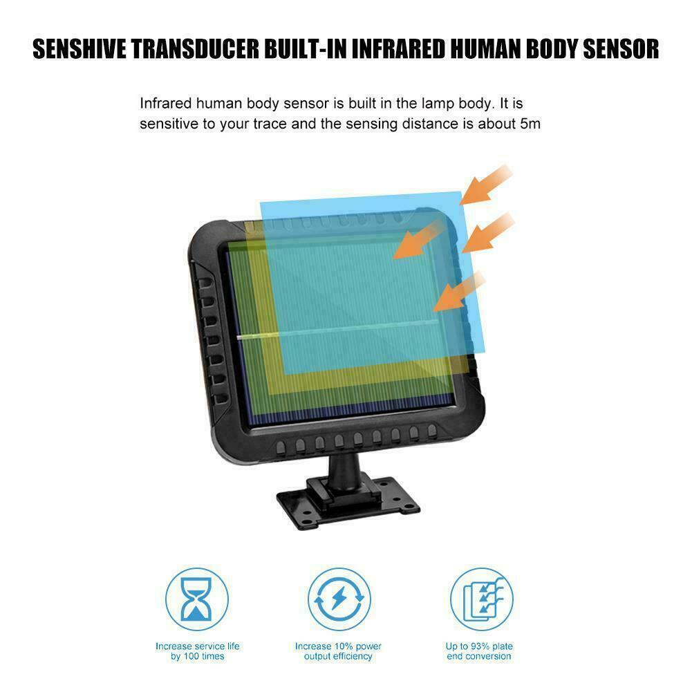 128 LED Solar Powered Outdoor Floodlight Wall Spotlight with Motion Detector