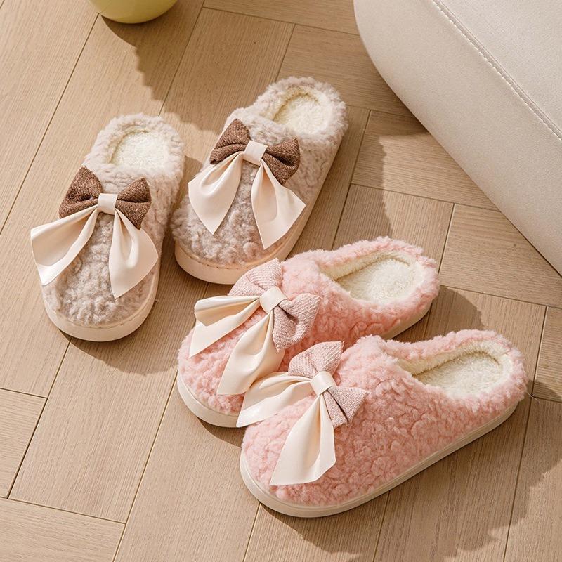 Cotton slippers winter bag and home indoor thick bottom non-slip piled thickened warm couple fluffy cotton drag girl