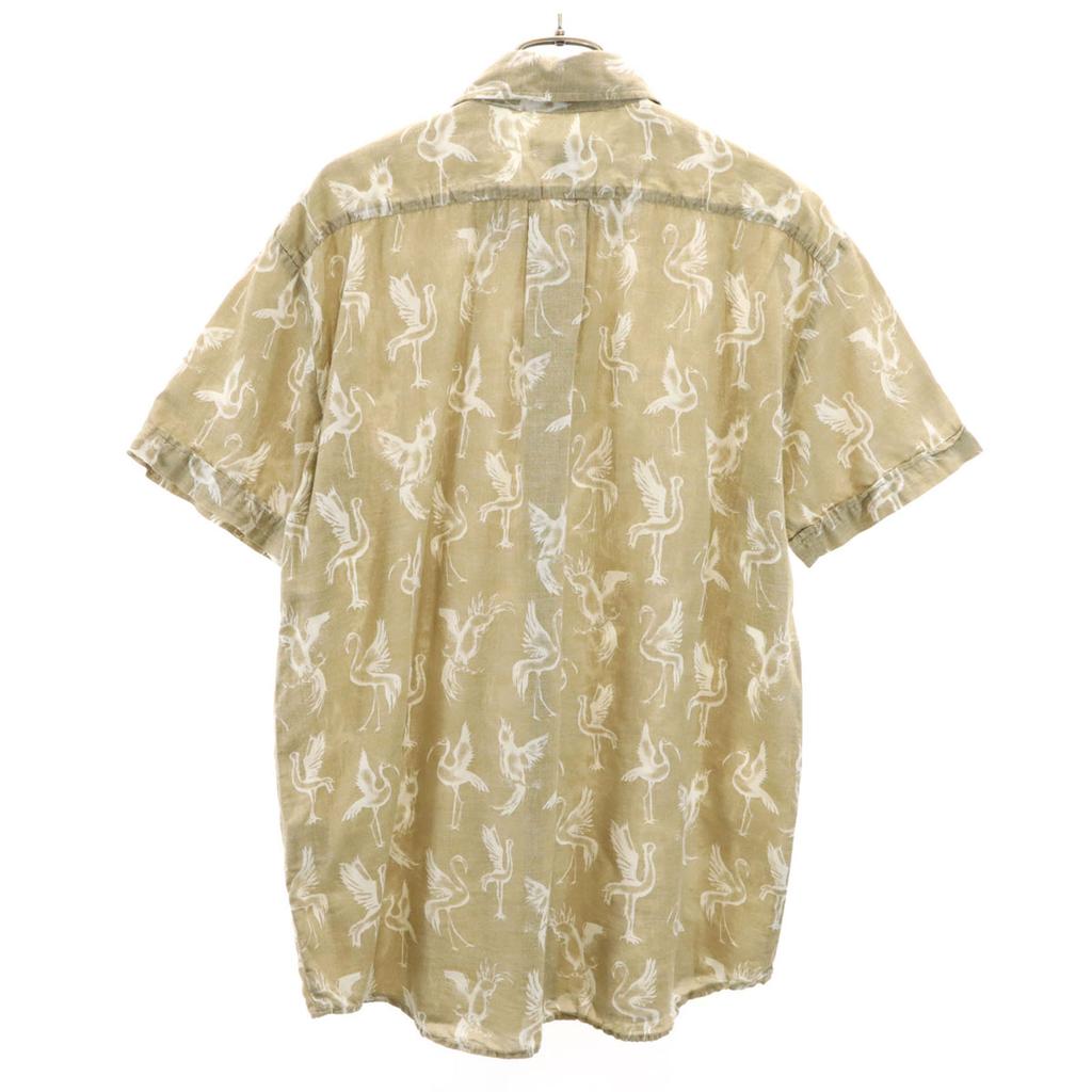 DIESEL Bird Pattern Short sleeve Cotton shirt M Khaki beige Men's Used