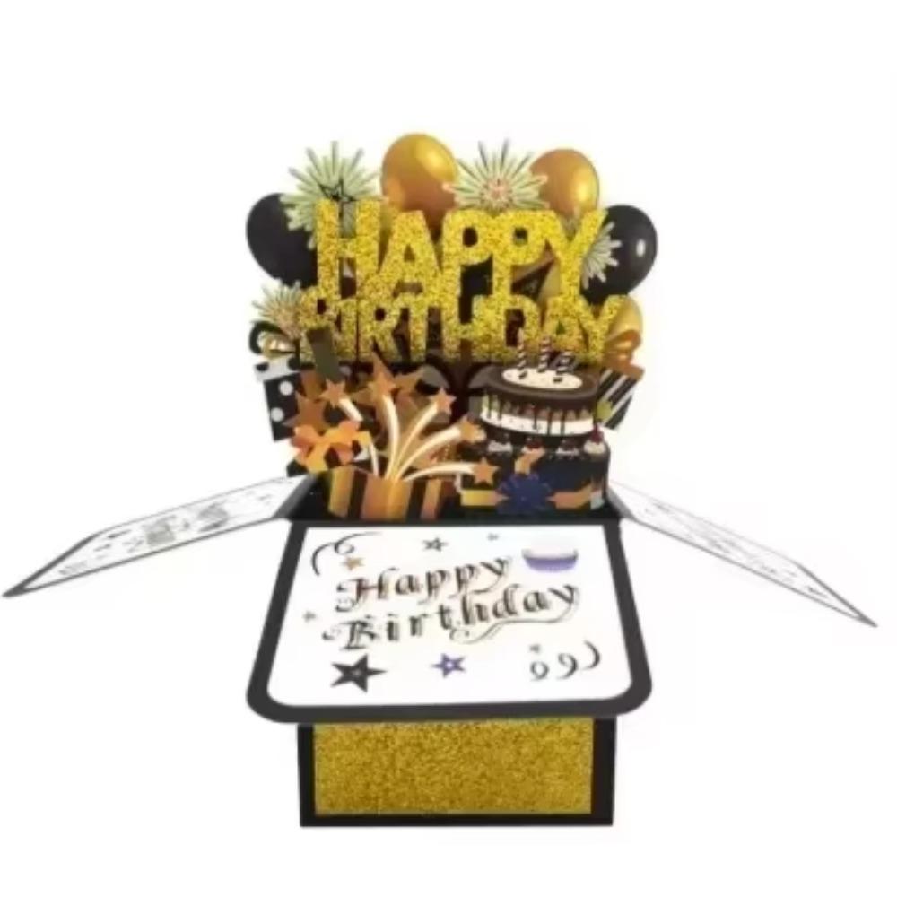 Přání k narozeninám s obálkou 3D dárková krabička Karta s přáním k narozeninám Dárek na párty