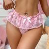 European Lace Print Sweet Hollow Short Skirt & Mid-Waist Thong for Women