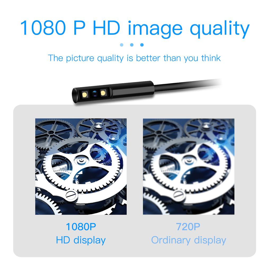 P100 Industrial Endoscope 8mm 1080P Digital Borescope IP67 Water Tight Snake Scope Camera Handheld Inspection Camera