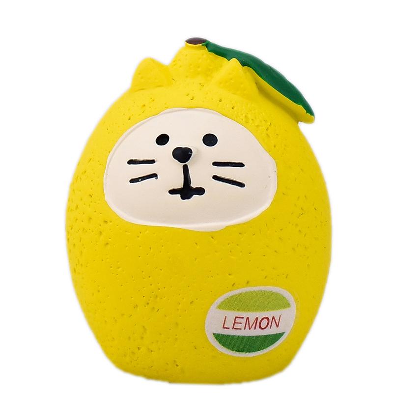 Zakka Japan Lemon Cat Japan Decoration Bookshelf Decoration Collectible Home Decor Resin Craft Japan Ornaments Scene Decoration