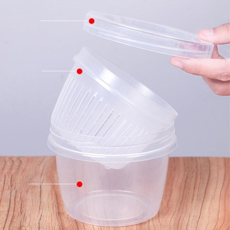 Airtight Refrigerator Storage Container 4.4 Inch Food Crisper Box with Leakproof Lid for Garlic Ginger Onion Kitchen Organizer
