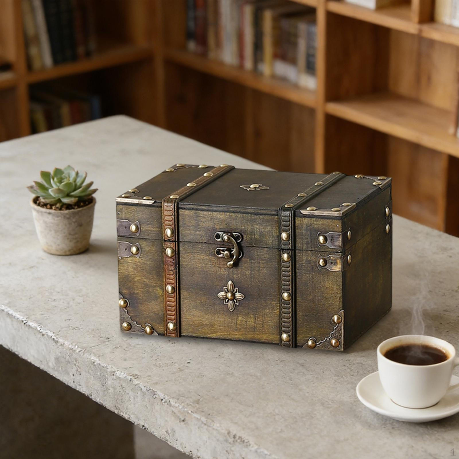 Vintage Storage Box Container Decorative Wooden Treasure Chest for Accessories no Combination Lock 1690₽