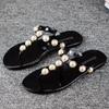 Exquisite Women Pearl Flat Beach Flip-flops Slippers For Summer Comfort And Style