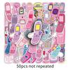 50 Retro Mobile Phone Graffiti Stickers Personalized Cartoon Pink Y2K Decorative Suitcase Mobile Phone Case Stickers