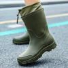 Rain Boots For Men Gum Fishing Non-Slip Man Shoes Cheap Middle Tube Water Shoes Outdoor Wear-Resistant Garden Outdoor Work Shoes