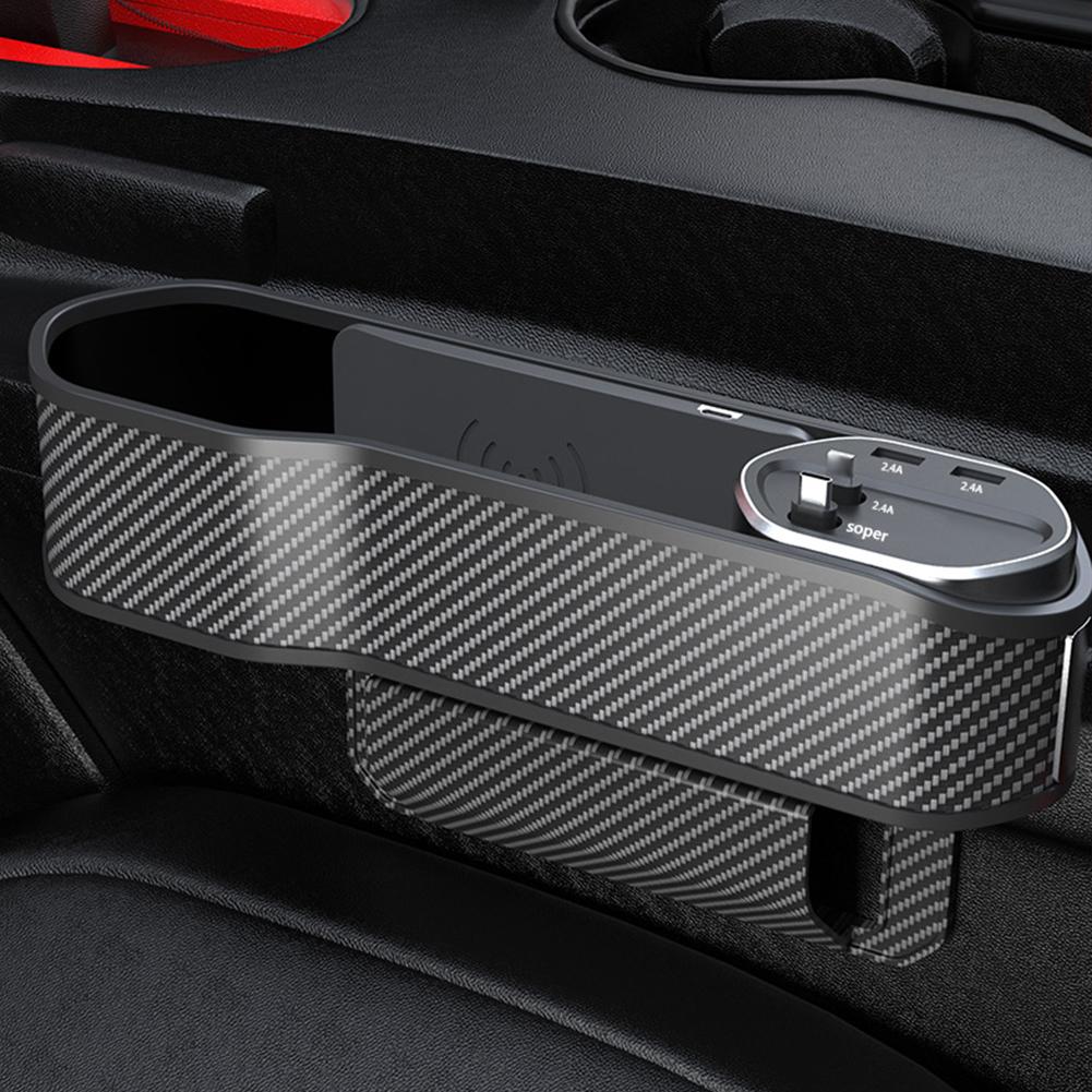 Car Seat  Organizer Wireless Charger 10W Car Seat  Holder DC 12-24V Front Seat Side Storage Case Seat  Filler Organizer