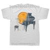 Funny Skeleton Playing Piano Moon Halloween Music Tshirts Men Fashion Casual Tshirt 100 Cotton Loose Oversized T Shirt Summer